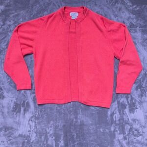 Ballantyne for Berk 100% Cashmere Cardigan Women L Coral Pink Made in Scotland